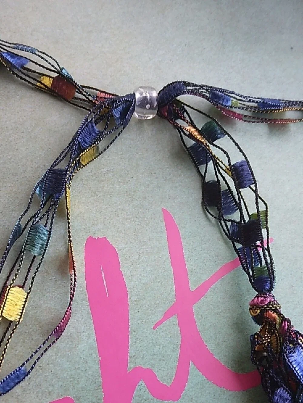 Handmade Rainbow Ladder Ribbon Statement Necklace